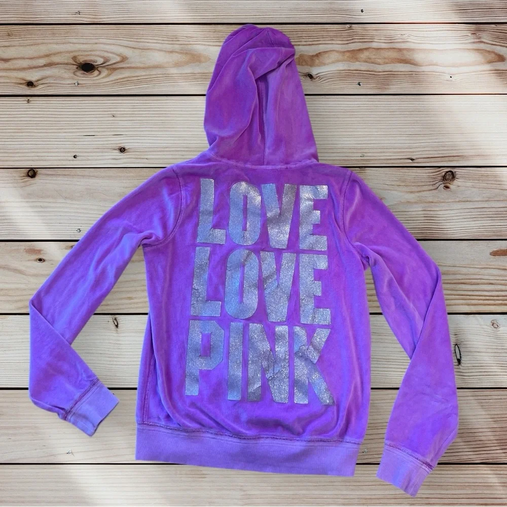 Y2K PINK Victorias Secret Purple Velour Velvet Track Suit Set Small Medium - Picture 4 of 15
